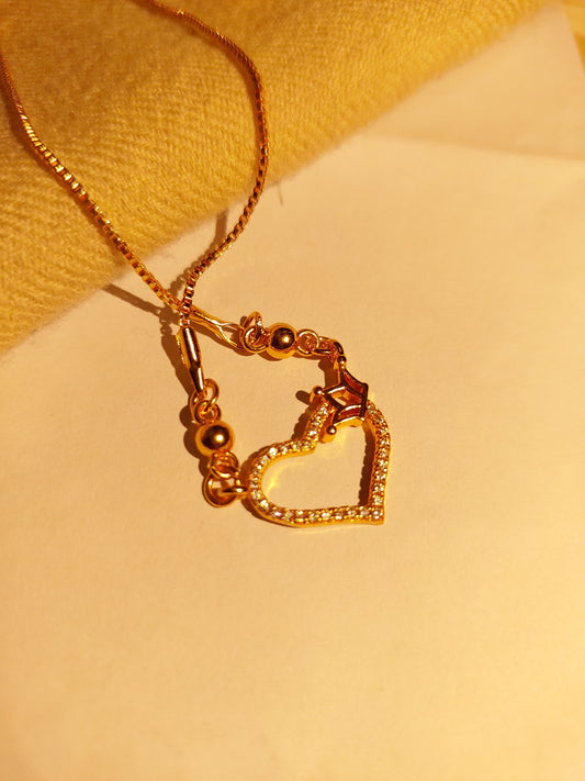 Golden Heart Crown Pendant